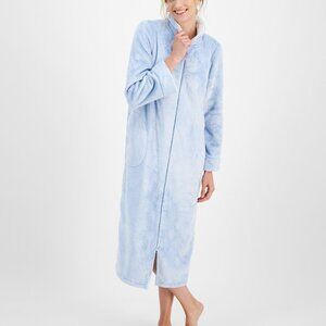 #3 Charter Club Women's Long Snowflake Embossed Zip-Front Robe, XS